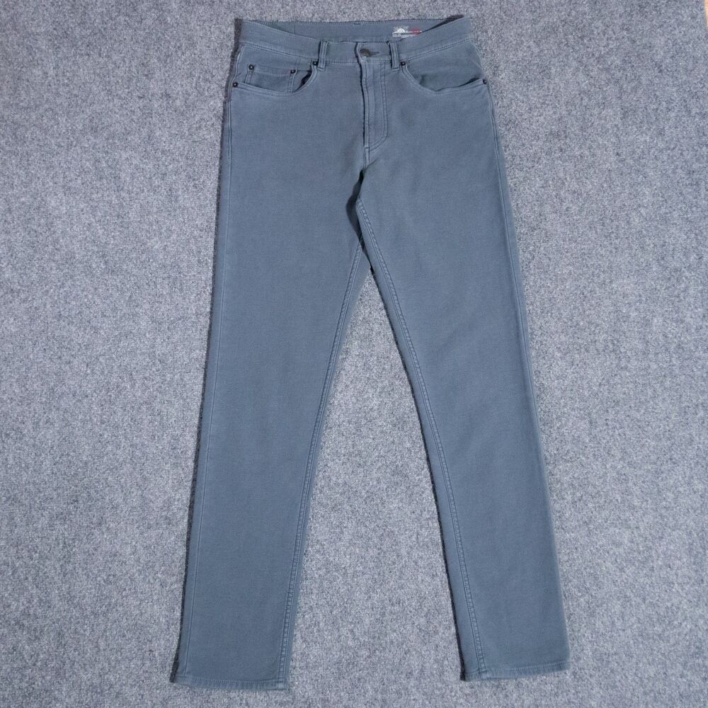 Faherty Stretch Terry 5 Pocket Pants Men's 30x32 Blue Slim Straight Preppy Jeans